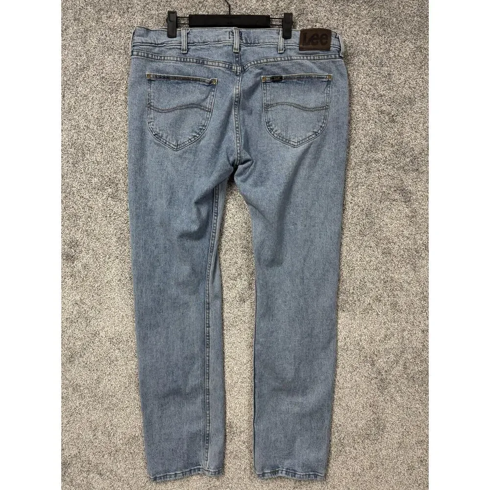Lee Slim Fit Jeans Mens 38x32 Blue Tapered Leg Stretch Denim Casual 38x34 Tag